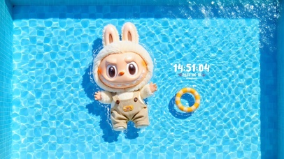 夏日泳池labubu