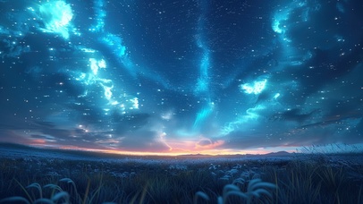 梦幻星空下的花海