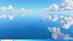 白云海景小船桌面主题