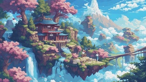 高清古风场景像素插画