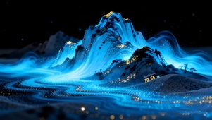 蓝色荧光鎏金 山河图！