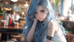 治愈蓝发少女