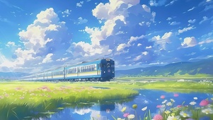 绿色动漫场景
