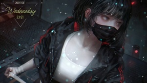 黑色口罩美女
