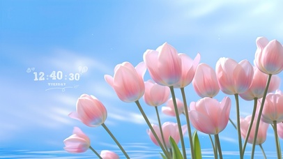 小清新蓝天郁金香