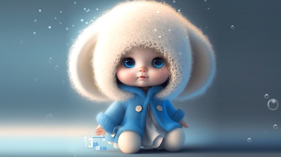 4K可爱的兔娃娃