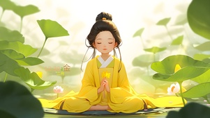 祈福荷塘少女
