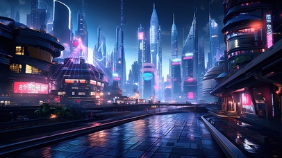 赛博朋克城市街道