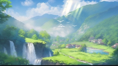 绿色护眼动漫风景