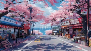 日系樱花街道