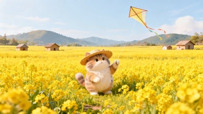 春日猫咪放风筝