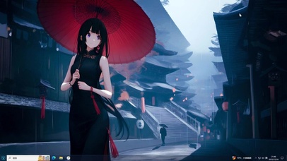 雨中撑伞旗袍美女