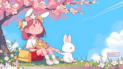 森林阳光兔兔女孩