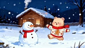 治愈小熊雪景