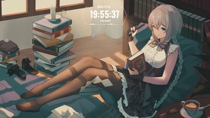 看书的女孩4K