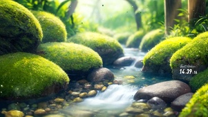 4K绿色林间溪水