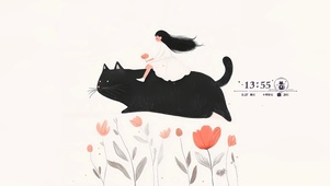 简约黑猫女孩