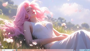 山坡鲜花女孩