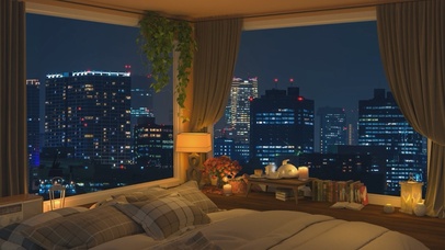 唯美治愈温馨城市房间卧室