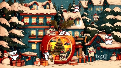 线条小狗圣诞节