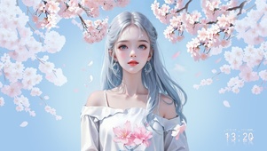4K唯美清新樱花与少女