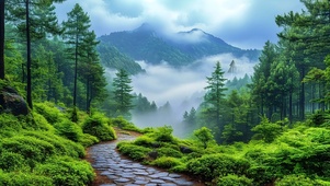 护眼山林云雾
