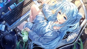 4k 治愈可爱电玩房间少女