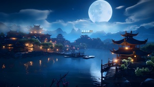 夜景江南小镇
