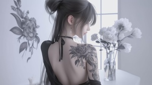【原创】办公室纹身美女后背影