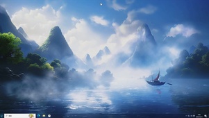 绿色护眼山水壁纸-桌面主题