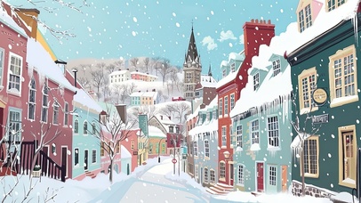 小镇的大雪纷飞