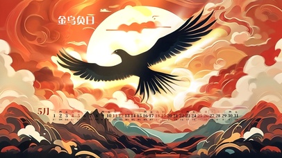 中国神话敦煌壁画山海经金乌负日