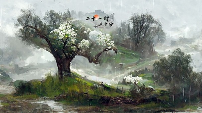 唯美古风雨天山中梨花开