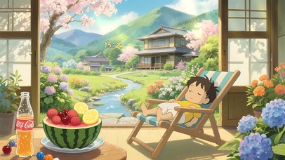 悠闲治愈樱花庭院