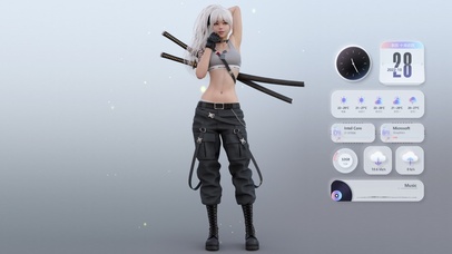 清纯白发女武士