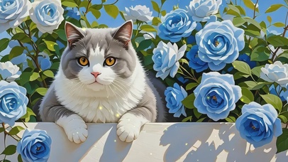 治愈蔷薇花与猫猫