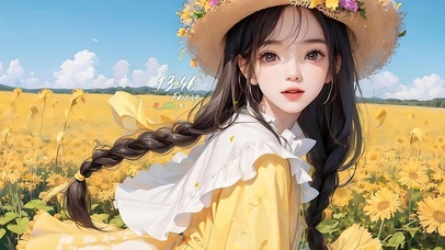 4K向日葵花田少女