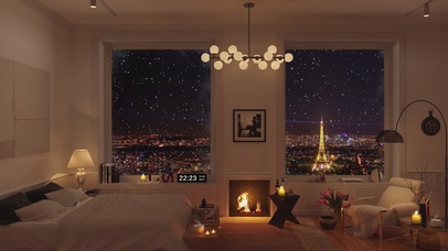 4K唯美治愈巴黎城市雪景房间