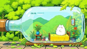 绿色治愈瓶中景色