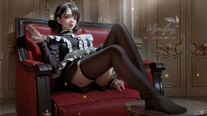 4k 短发女仆 红沙发