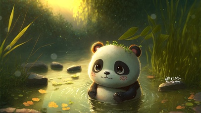 戏水熊猫