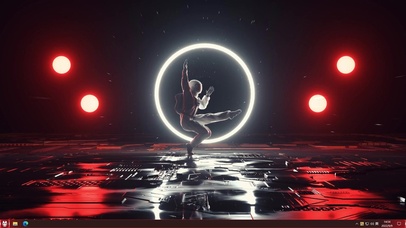 宇航员在霓虹灯下跳舞