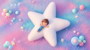 小朋友睡在星星上