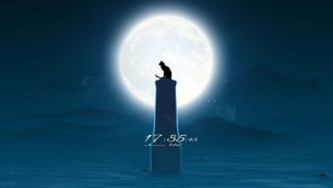 寂静夜色与孤独的猫