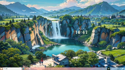 小镇瀑布主题壁纸