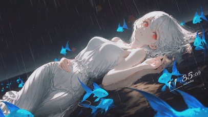 雨天白发氛围少女