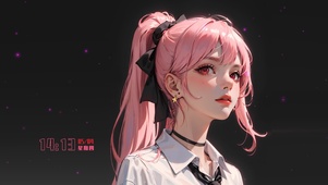 可爱粉发高冷少女