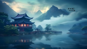 4K古风山间阁楼