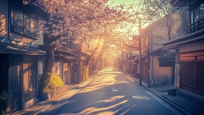 黄昏下的唯美街道