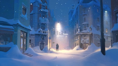 新年雪天街头情侣